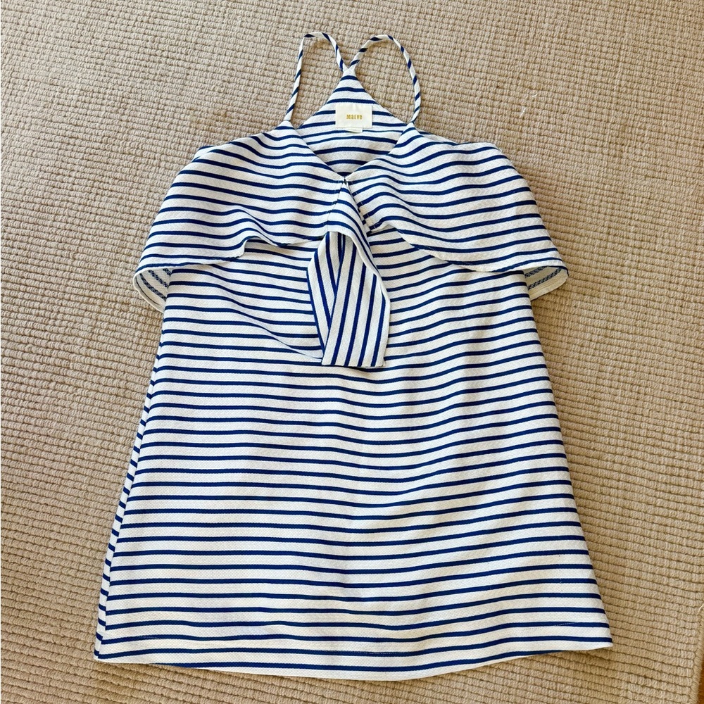 Maeve Navy and White Striped Tank Top